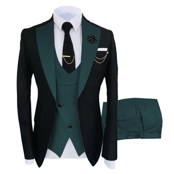 High quality men's business suit slim fit men suits 3 pieces wedding custom blazer suits for men