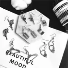 Handmade Earrings Punk Fun Handmade Jewelry Dark Handcuffs Rose Pistol Coin Blade Hanger Earrings