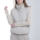 New Woman Wear Outside Wearing Wool Blended Warm Grey Vest For Lady