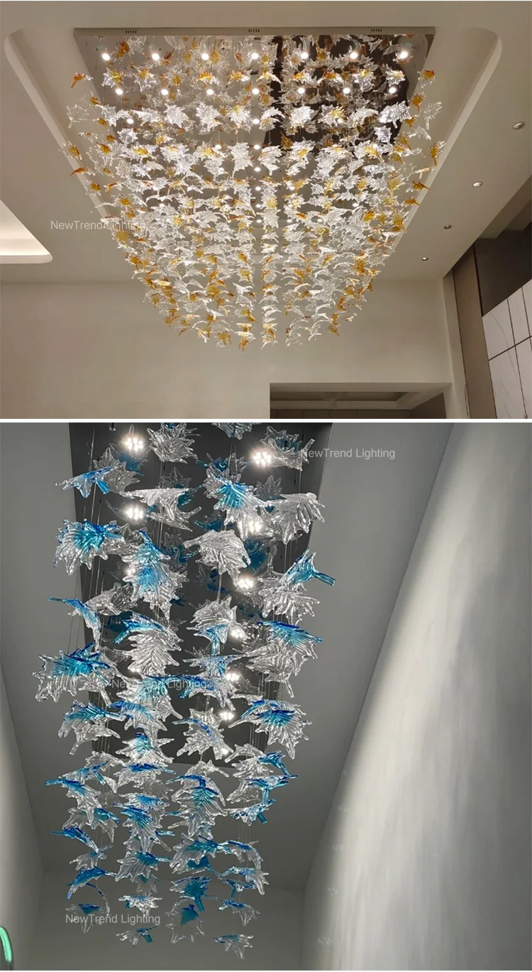 CPL-339 Luxury Style Custom Indoor Decoration Hotel Villa Hall Staircase Hanging Lamp Glass Led Chandelier Light factory