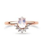 Silver Natural Ring Silver 925 Sterling Silver Minimalist Jewelry Pear Shape Natural Rainbow Moonstone Ring For Girls