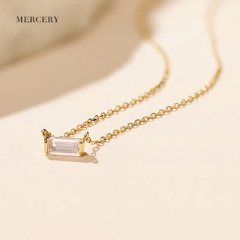 Mercery Babygirl Cute Pendants 14k Solid Gold Kolye Necklace With White Diamond Long Necklace Jwelleries Necklace For Lady Women
