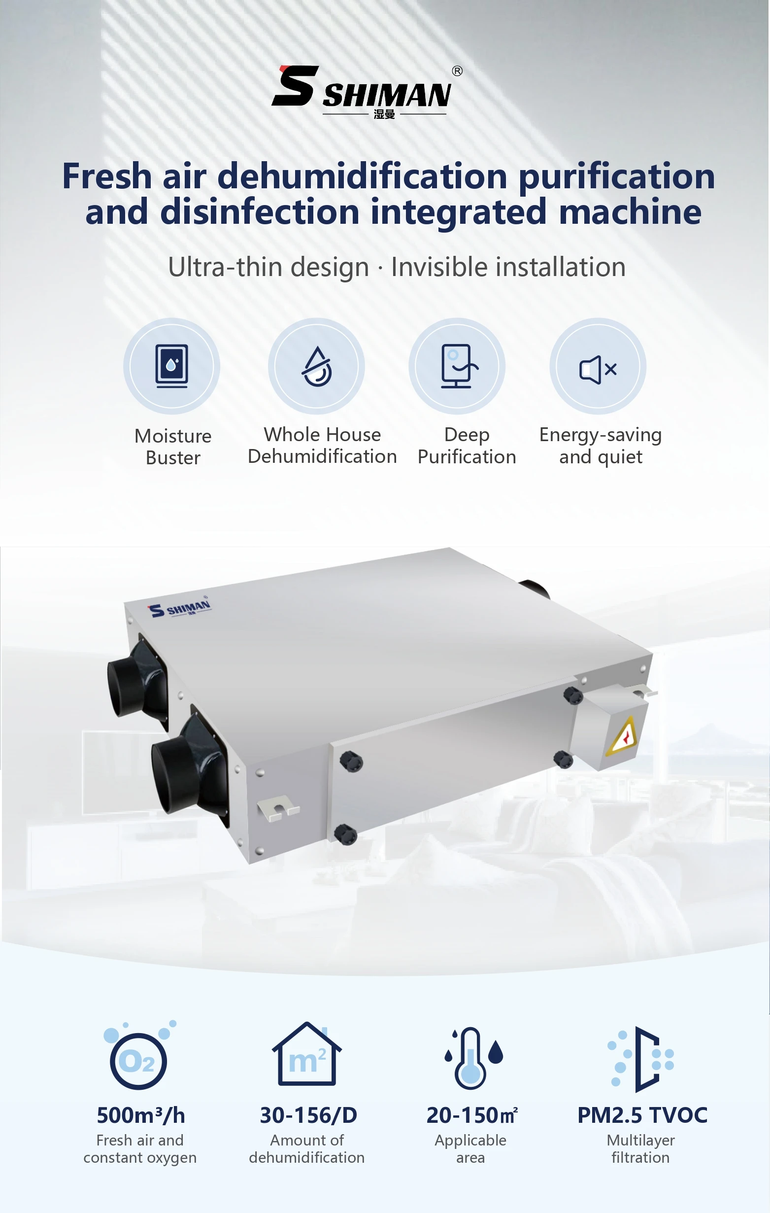 Fresh Air Ceiling Dehumidifier, 220 V, Electric - detail 2