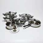 Gas Cooker Stainless Steel Kitchen Cooking 12 Piece Pot Set Gas Stove Induction Cooker Currency Cookware Sets
