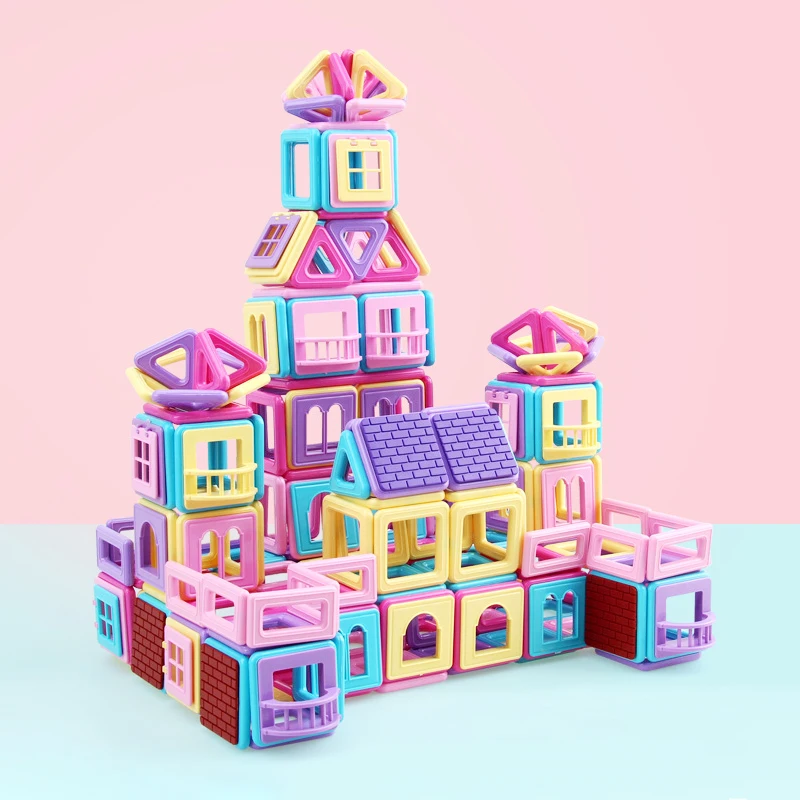 Soli Kids Educational 3D DIY Construction Toy Magnet Building Block Set Transparent Magnetic Tiles Blocks For Children