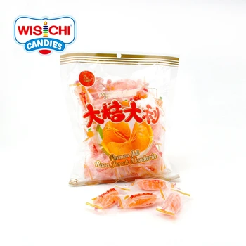 Free sample classical sugar coated gummy candy orange shape individual packing soft candy halal gummies