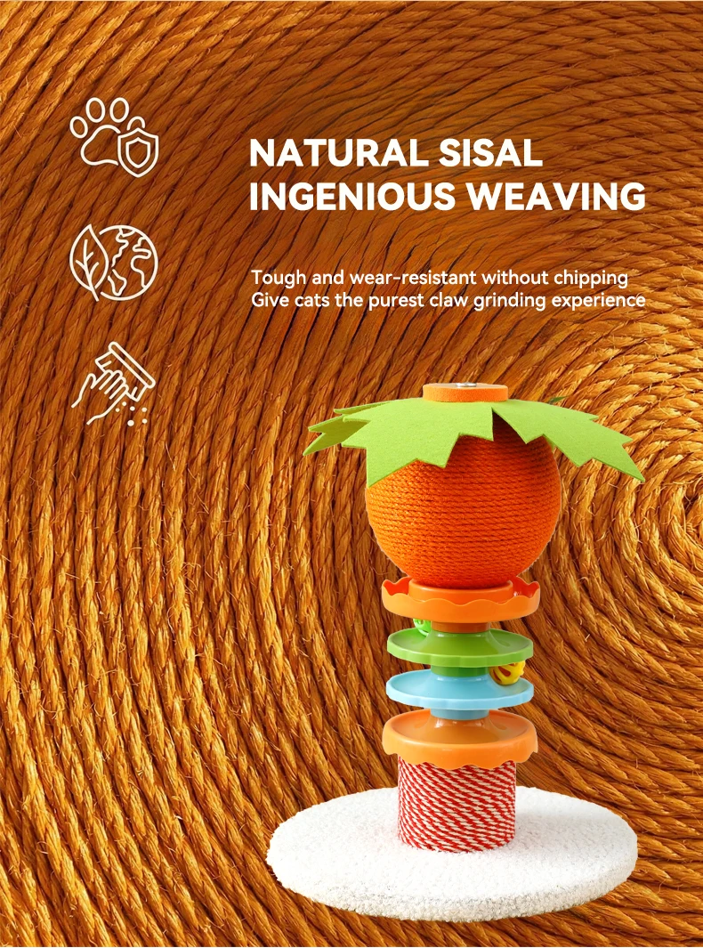 Hot Sale Cute Cat Scratcher Post with Interactive Turntable Toy Natural Sisal Durable Anti Scratch No Mess Cat Toy Pet Supplies supplier