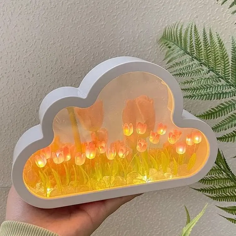 Tulip Night Light Cloud Mirror Tulip Lamp Diy Tulips White Clousd Lamp