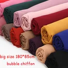 Hijab Scarf Monochrome Ethnic Pearl Chiffon Bubble Scarf Headscarf Hot Sale High Quality Increase Women'S Hijab Scarf