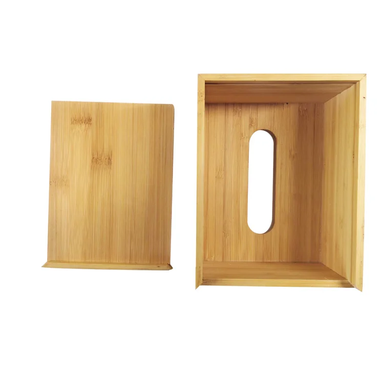 Wholesale Customize Modern Bamboo Wooden Facial Napkin Holder Tissue Box