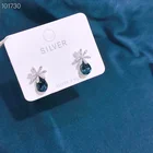 Sterling Silver Fashion Trendy Wholesale 925 Sterling Silver Crystal Flower Earrings Women's Jewelry