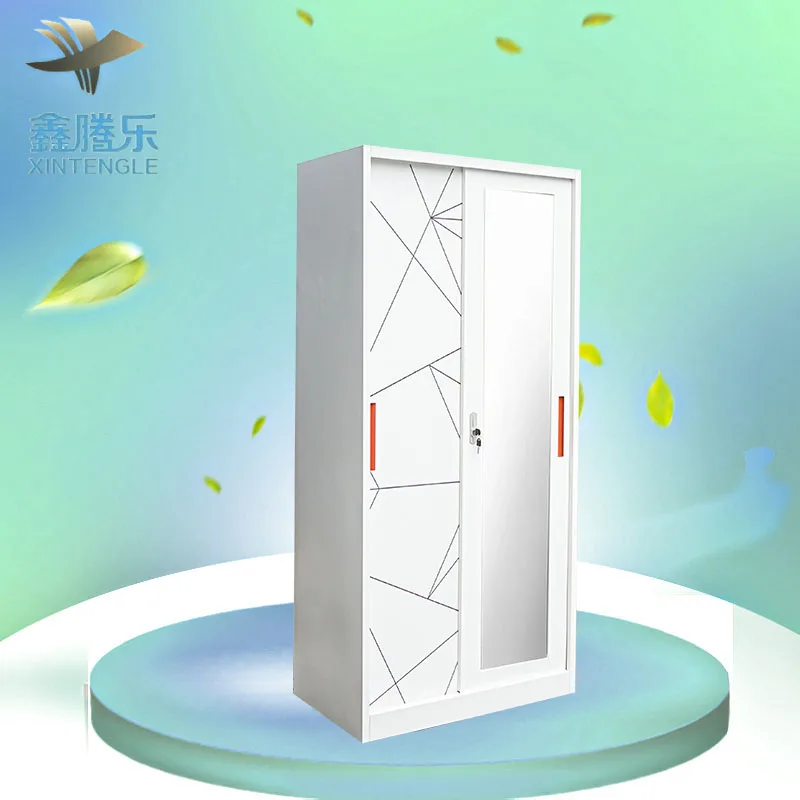 Newly Designed 2-Door Steel Printed Floral Wardrobe Home Furniture for Bedroom Storage Cabinet