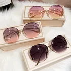 2021 New Arrival Rimless Metal Gradient Trimming Sunglasses Personality Bent Legs Eeyewear Women Sunglasses 2021