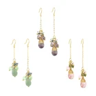 Wire Bead Drop Earrings New Arrival Long Drop Wire Wrapped Dangle Natural Stone Bead Earrings
