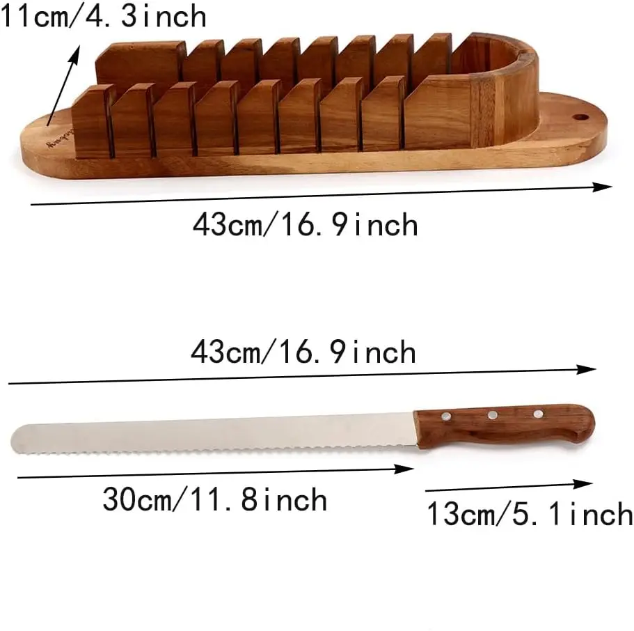 product slotted cutting bread board manual bread slicer cutting board bread slicer with bread knife with storage knife bag for kitchen-6