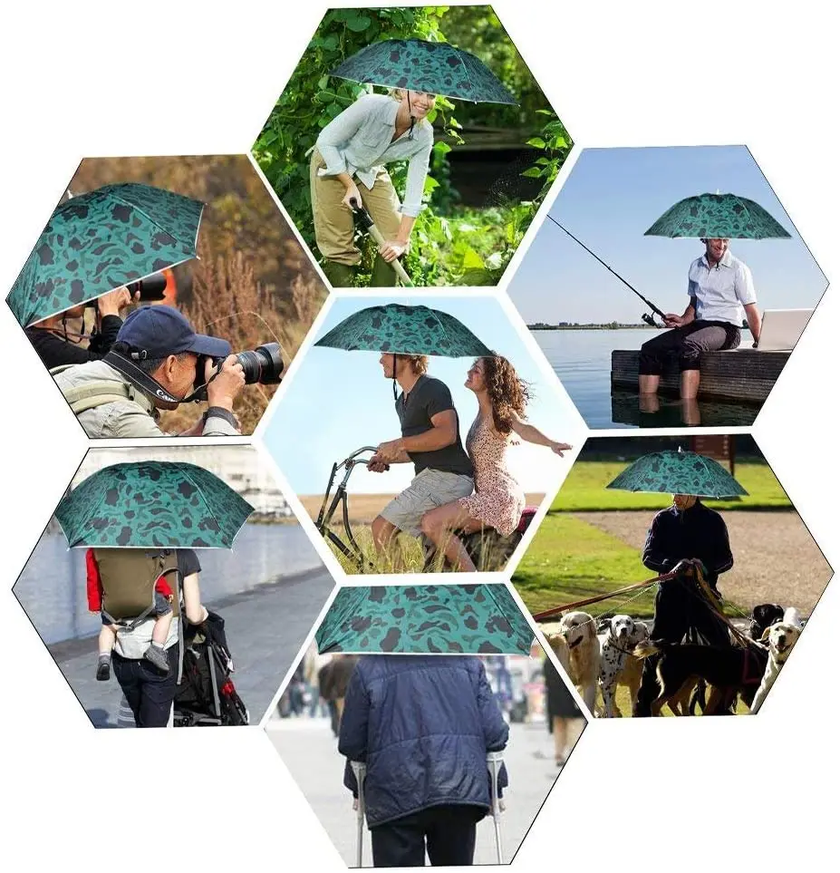 36'' Diameter Adjustable Fishing Gardening Folding  Headwear for the  rain Umbrella Hat for sale with logo