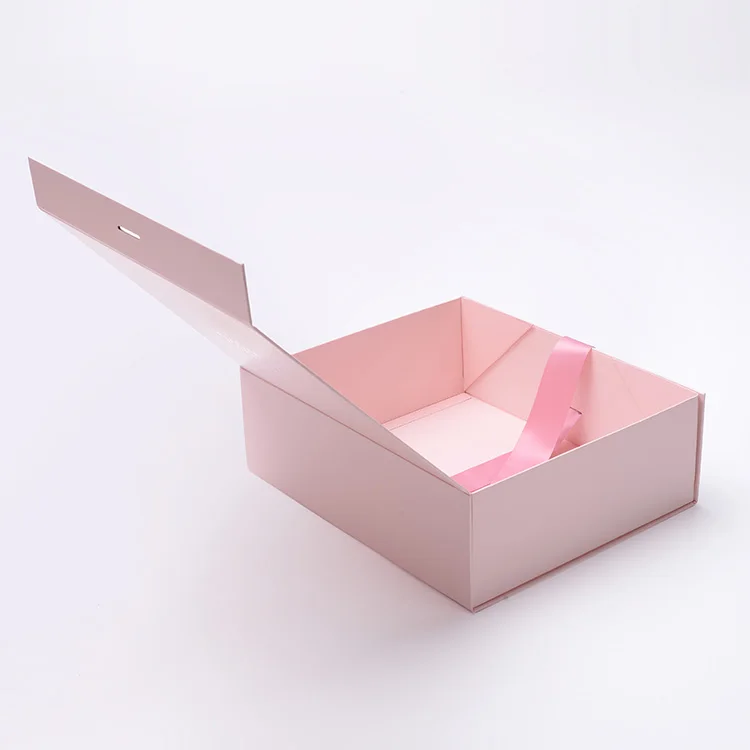 cardboard folding box packaging gift with ribbon