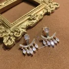Cz Earrings New Arrival 925 Silver Exquisite Bling Bride Geometric Shape Cz Zircon Water Drop Earrings Women
