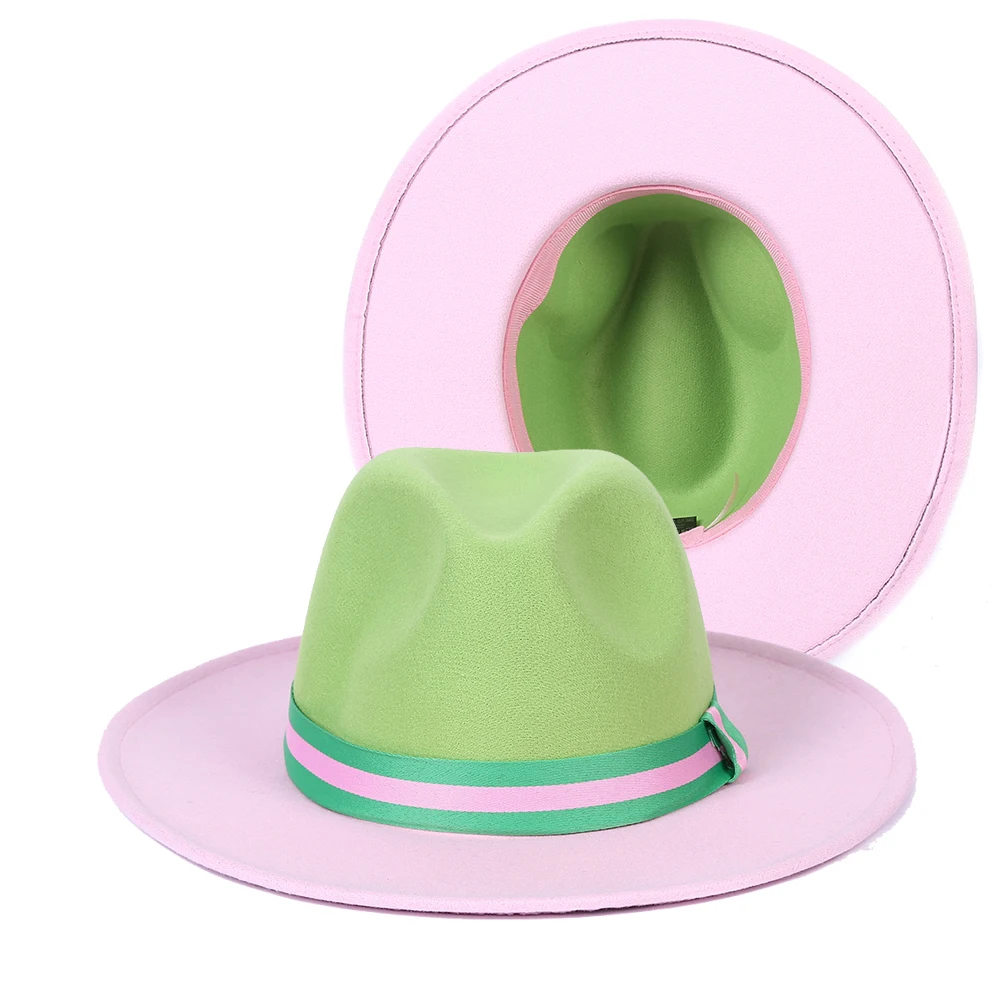 green hat pink brim