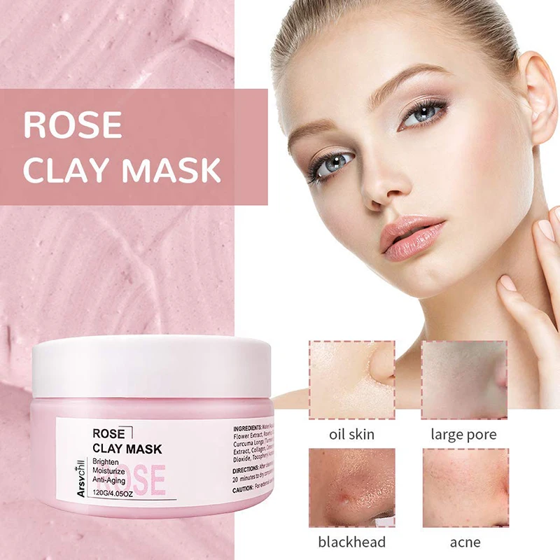 Australian Private Label Rose Pink Face Clay Facial Mask Kaolin Niacinamide Collagen Hyaluronic Acid Moisturizing & Anti Aging