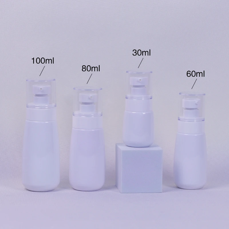 High Quality PET Empty plastic cosmetic essence cream bottle plastic cosmeceutical set bottles with lotion pump
