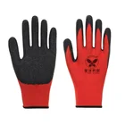 Latex Latex 13G Red Polyester Knit Palm Coated Crinkle Latex Protection Safety Latex Work Gloves