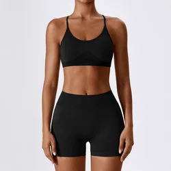 ECBC  Vetements Femme Custom Logo Fitness Yoga Wear Running Workout Yoga Suit Seamless Sport Bra And Shorts Set