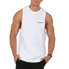 Custom Manufacturer Blank 100%Cotton Gym Fitness Bodybuilding Men Print Muscle Drop Armhole Workout Tank Top