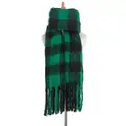 Scarf Customized Women Winter Warm Knitted Plaid Shawl And Scarf With Long Tassel