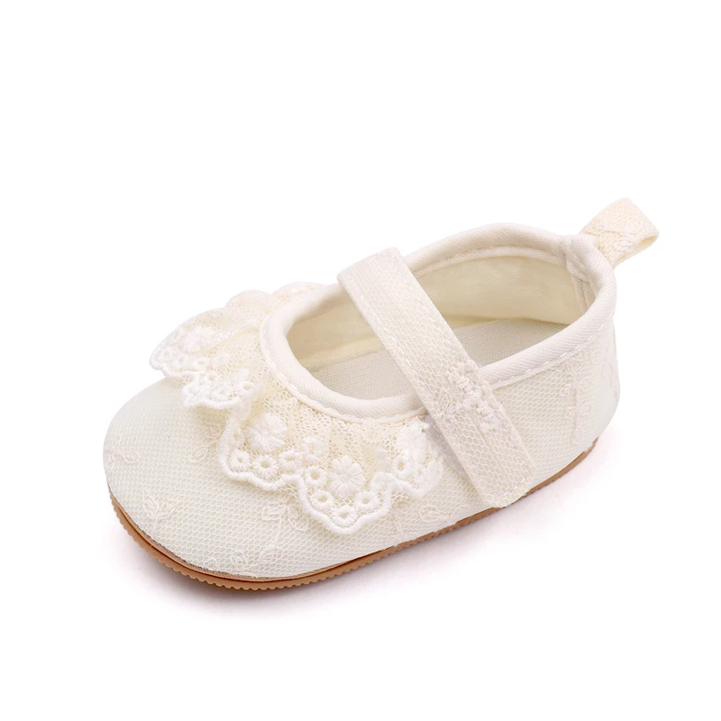 Spring and Autumn Solid Color Lace Lace Soft Soled Non-slip Baby Princess Shoes for Girls factory