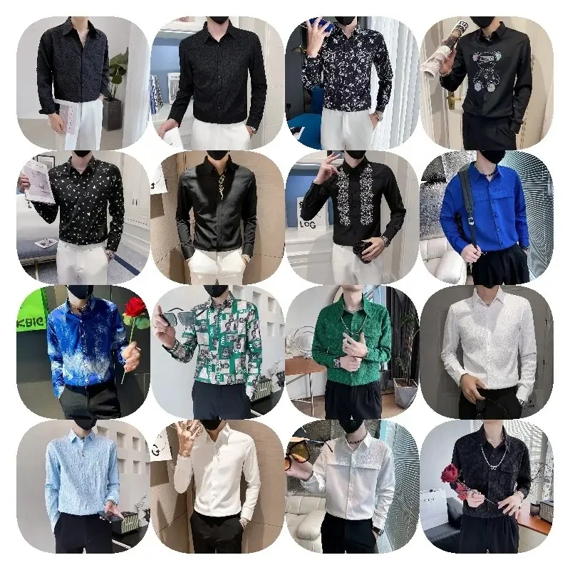 men's long-sleeved shirt high-grade business casual hot male Youth solid color shirts wholesale cardigan blouse top