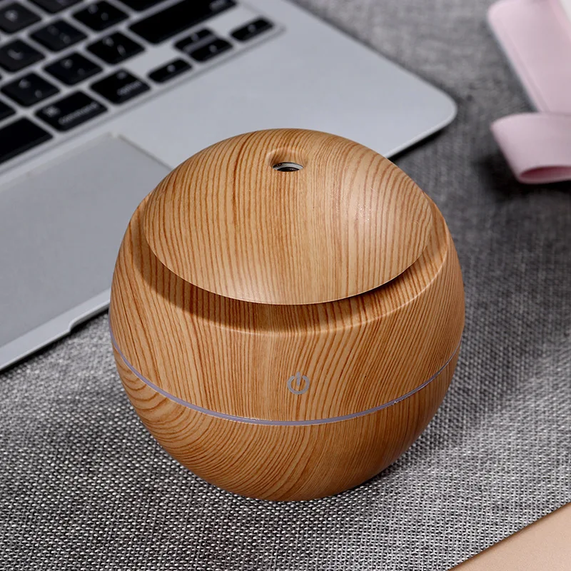 New Arrivals Portable Led Round Wood Grain Ml Mini Humidifier