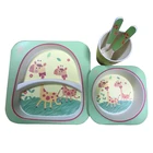 Set Dinnerware Printing Cartoon Decal Printing Accept Customized Bamboo Fiber Dinnerware Set