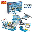 Toys Toy Block COGO 644 Pcs Marine Police Helicopter Combination Model Diy Construction Build Block Toys Set