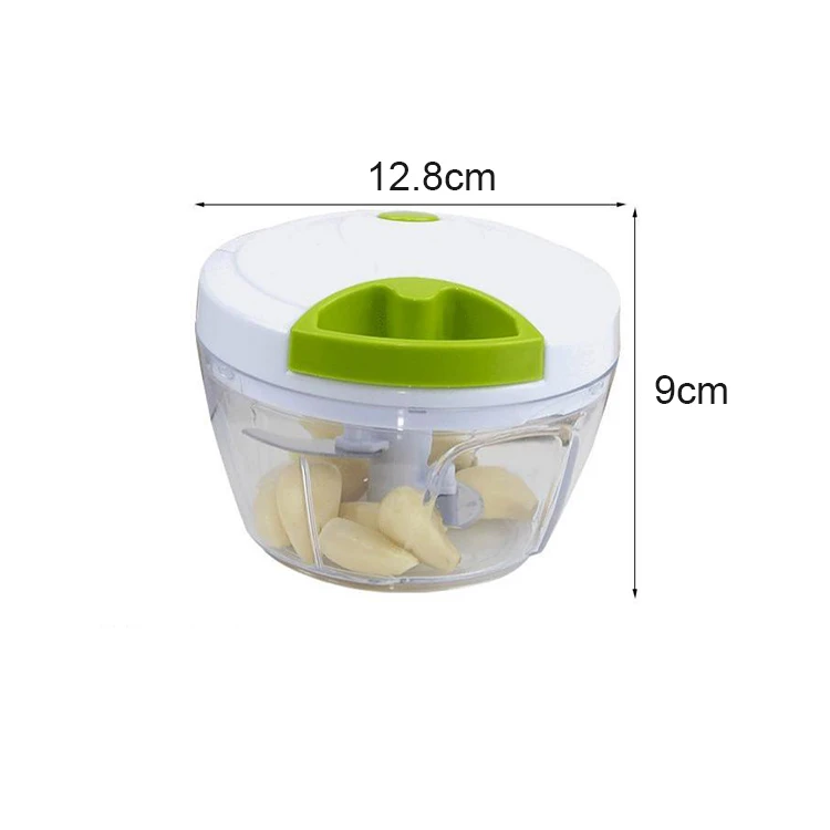 Manual Meat Grinder Mini Stainless Plastic Spiral Garlic Grater with Container Chili Powder Grinder