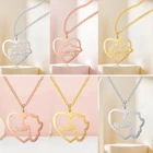 Plated African Custom Jewelry Stainless Steel Gold Plated Heart Africa Country World Map Pendant Necklace