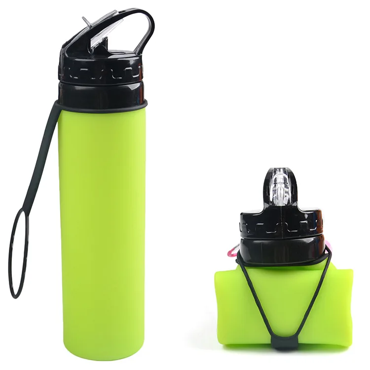 New 600ml outdoor cycling cup portable folding silicone water bag spot advertising gift sports kettle water bottle