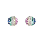 Stud Rarrings Earrings S925 Colorful Rainbow Stud Rarrings Round Shiny CZ Girls Earrings Classic Style
