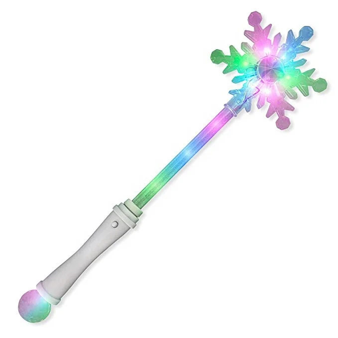 6 PCS Light Up Snowflake Wands Princess Frozen Snow LED Fairy Magic Scepter