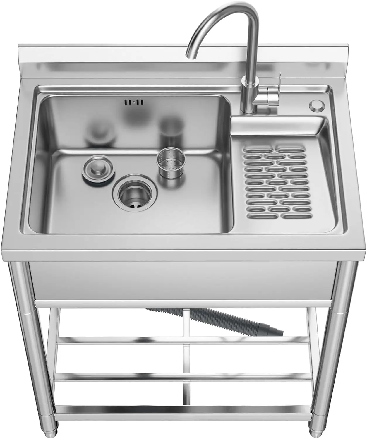 Stainless Steel Utility Sink Free Standing Laundry Sink With Washboard