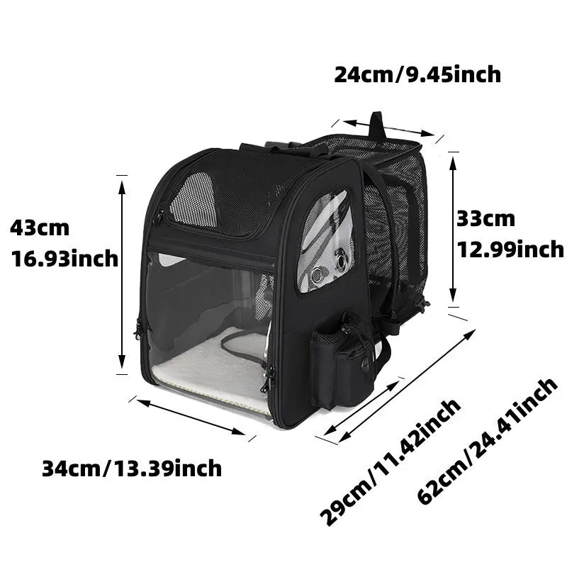 product multifunctional expandable water resistant mesh and visible pvc design pet carrier bag with wheel soft sided comfort travel-52