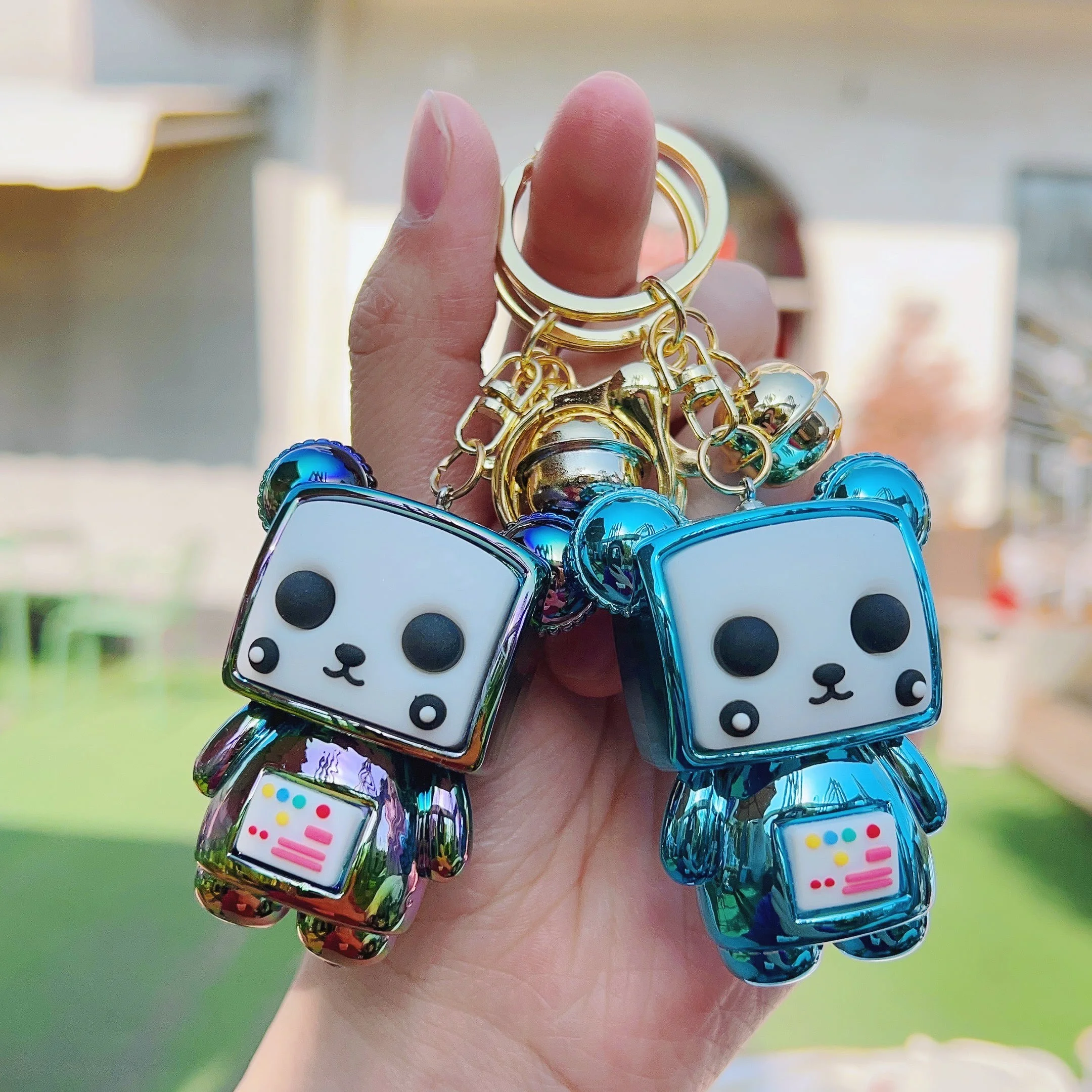 Wholesale creative Cute Kawaii Panda doll key chain delicate Car pendant Keychain accessories Small gift plastic key chains