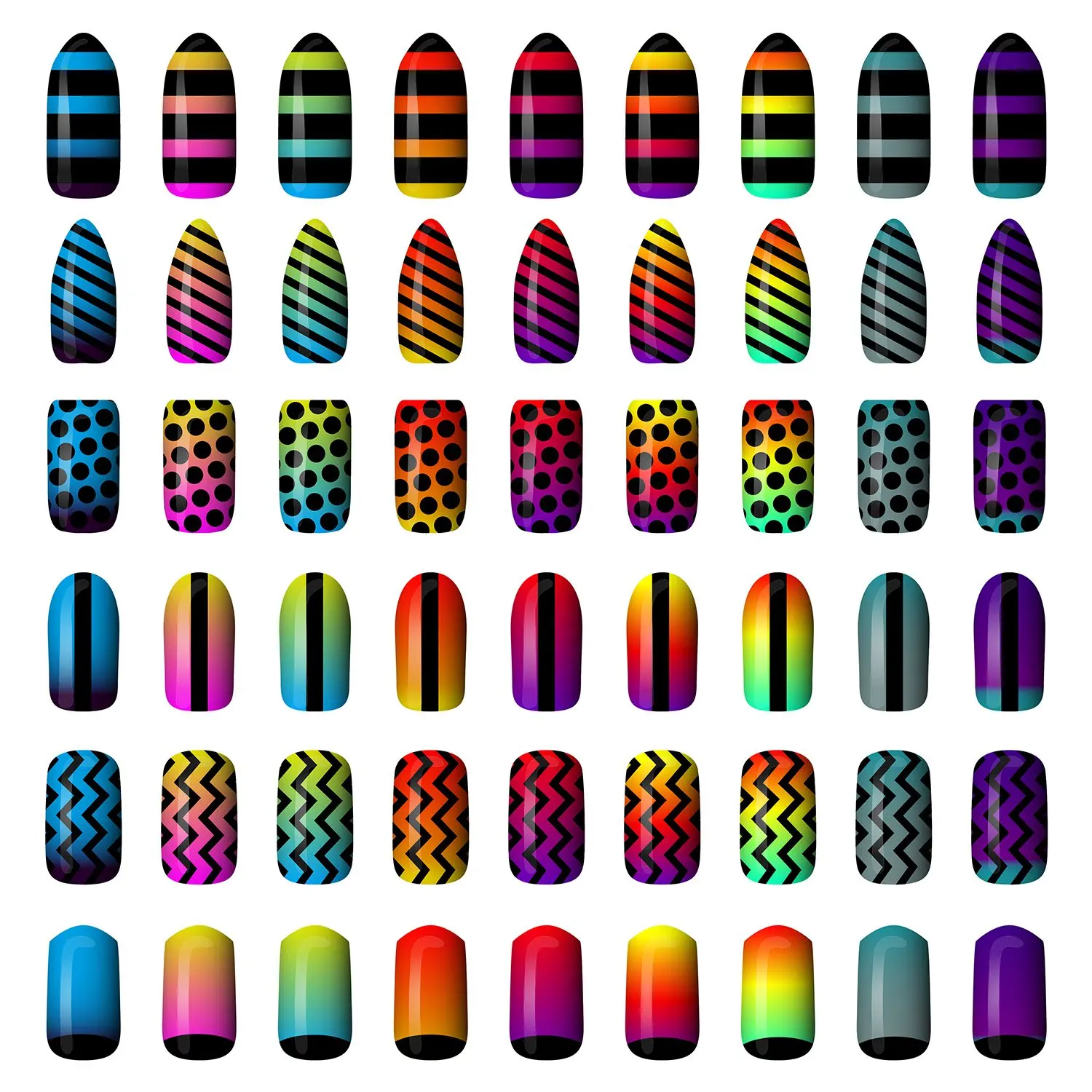 Ногти для распечатки цветные