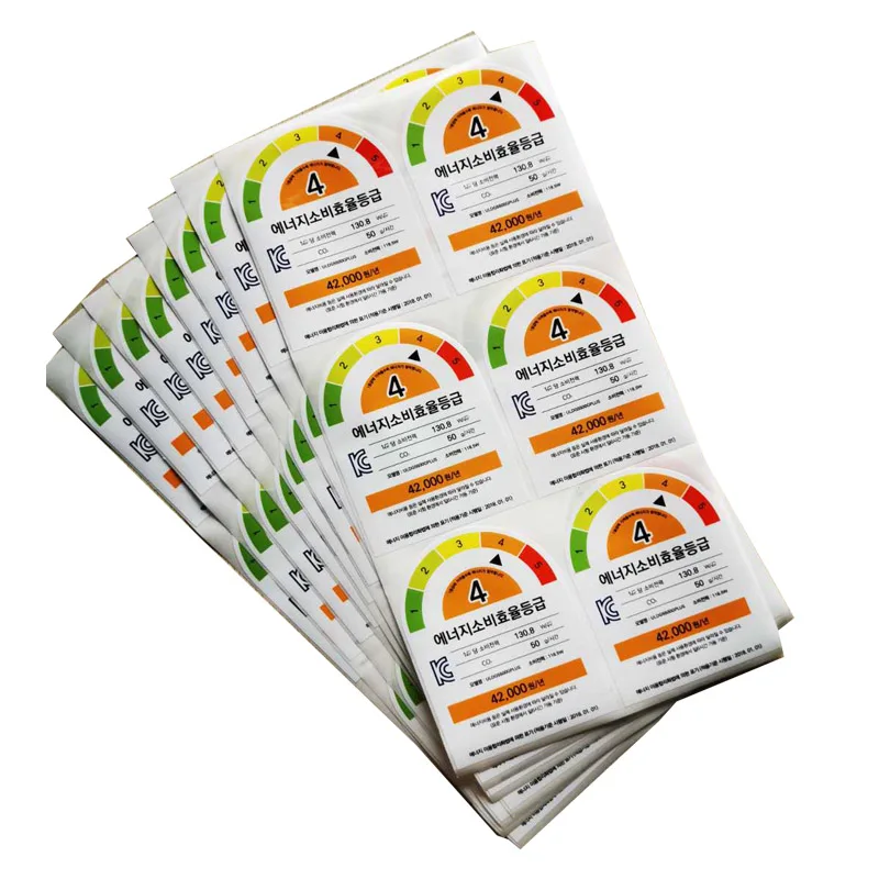 Custom Electrical Appliance Label Price Energy Guide Shelf Display Waterproof Static Tag Supermarket Promotion Glossy Stickers