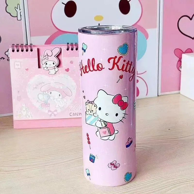 New Cartoon Cute 304 Stainless Steel Skinny Tumbler Portable Hot and Cold Insulated Cute Water Cup with Straw