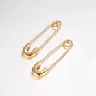 Gold Plated Pin Earrings Earrings High Quality 18K Gold Plated Stainless Steel Safety Pin Earrings E5217