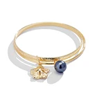 Bracelet SophiaXuan Holiday Minimalist Thin Chain Bracelet Gold Plated Pearl Heart Locket Women Hawaiian Bracelet