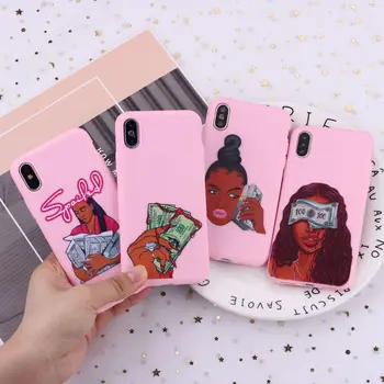 Wholesale soft tpu pink black girl magic phone cases for iphone 11 11 Pro X XR XS Max 7 8 cellphone accessories back cover