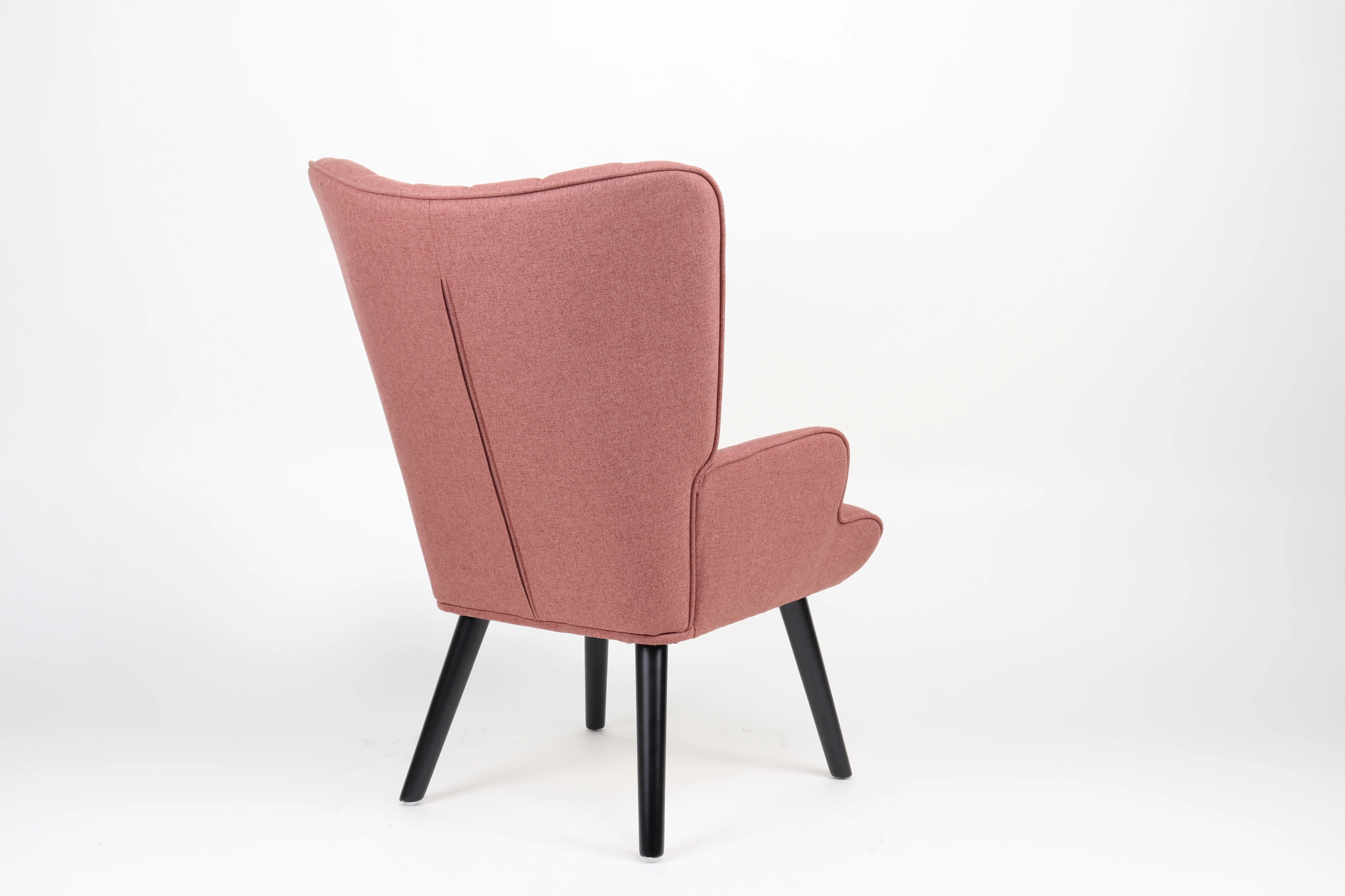 Modern Design Living Room Leisure Chair Pink Fabric Armchair with Wood Legs for Hotel Apartment Use factory