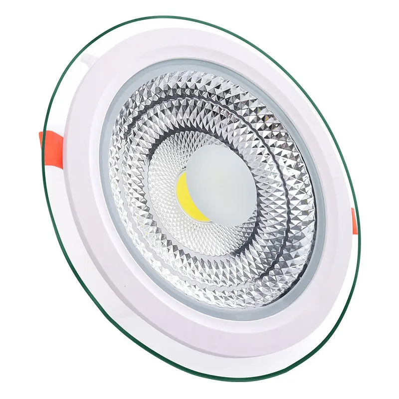 LED embedded glass downlight concealed circular COB panel light Household hotel project 18W24W sky lantern